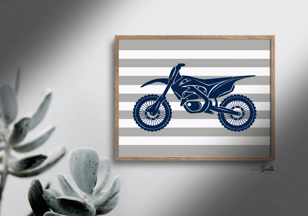 Boys bedroom dirt bike, off-road theme wall art prints, dirt bike sports boy birthday gift, dirt bike motocross, boys room, bike, boy decor