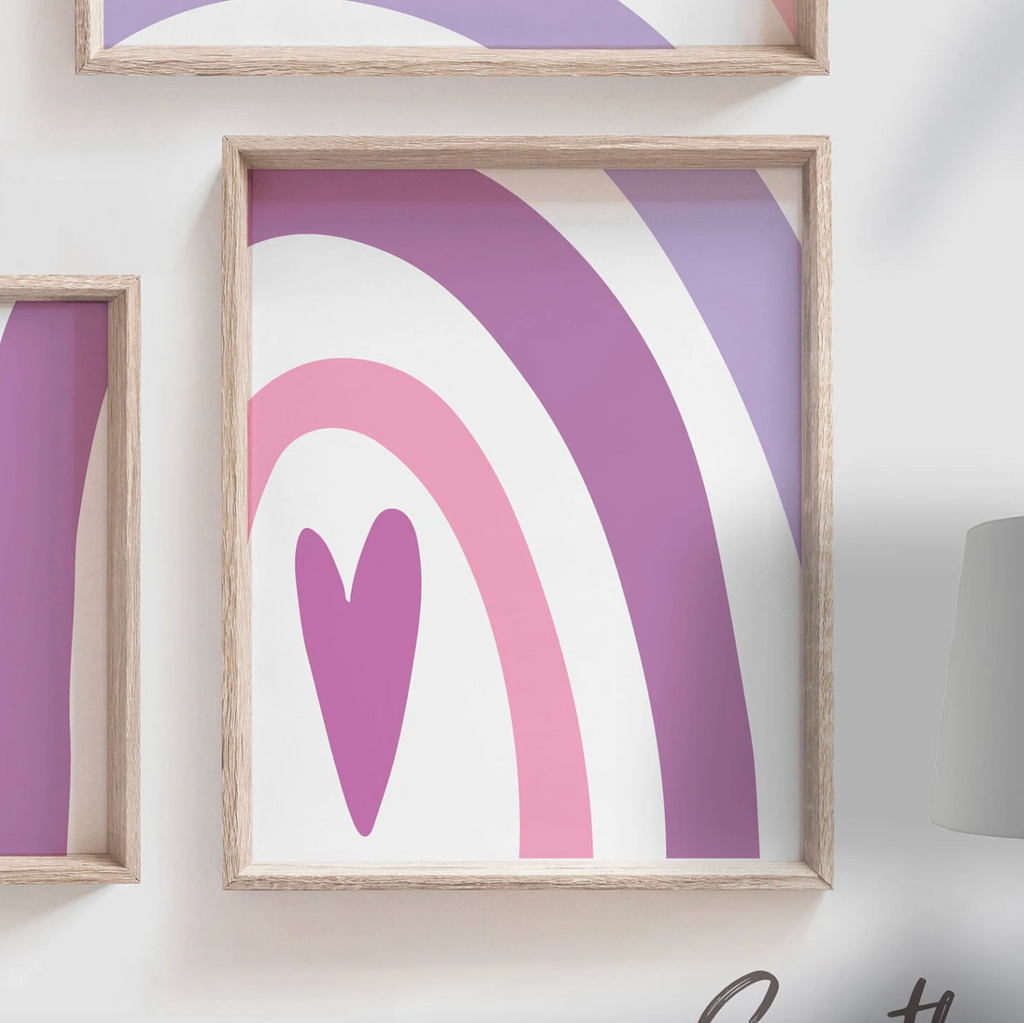 Little girl bedroom purple and pink colors, rainbow with girl's name, toddler girl bedroom ideas, pink purple rainbow themed room, pink girl