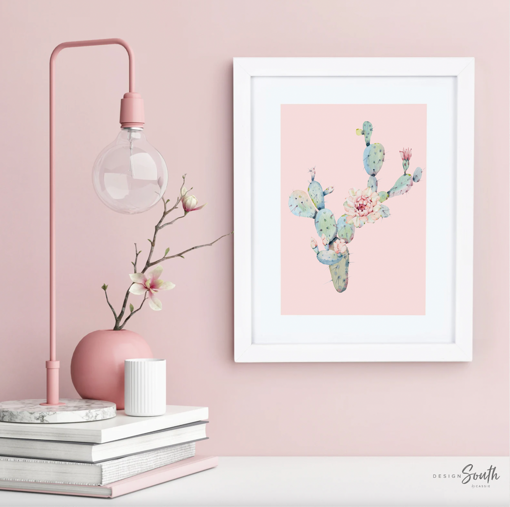 Baby girl nursery wall art, succulent theme baby shower, pink and mint wall art for baby, girl's bedroom decor ideas, cactus theme nursery
