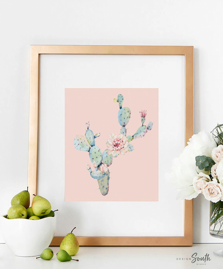 Baby girl nursery wall art, succulent theme baby shower, pink and mint wall art for baby, girl's bedroom decor ideas, cactus theme nursery