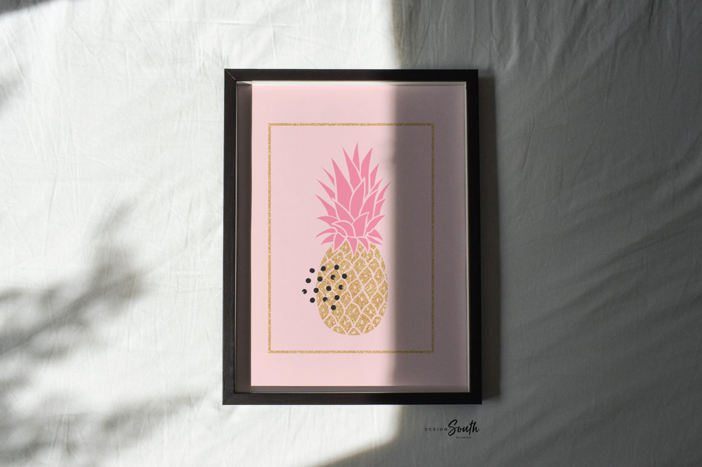 Tropical flamingo wall art, flamingo pictures pink tropical prints, baby nursery pink gold tropical, artwork above crib tropical pineapple