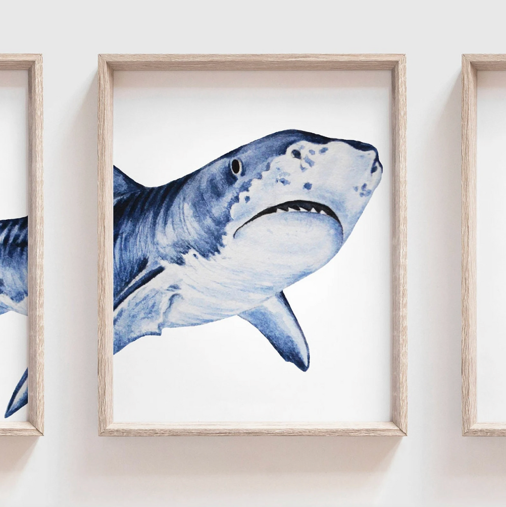 Shark nursery, if you want to know how much we love you count the waves in the sea, shark boy bedroom theme, art prints shark and quote boy