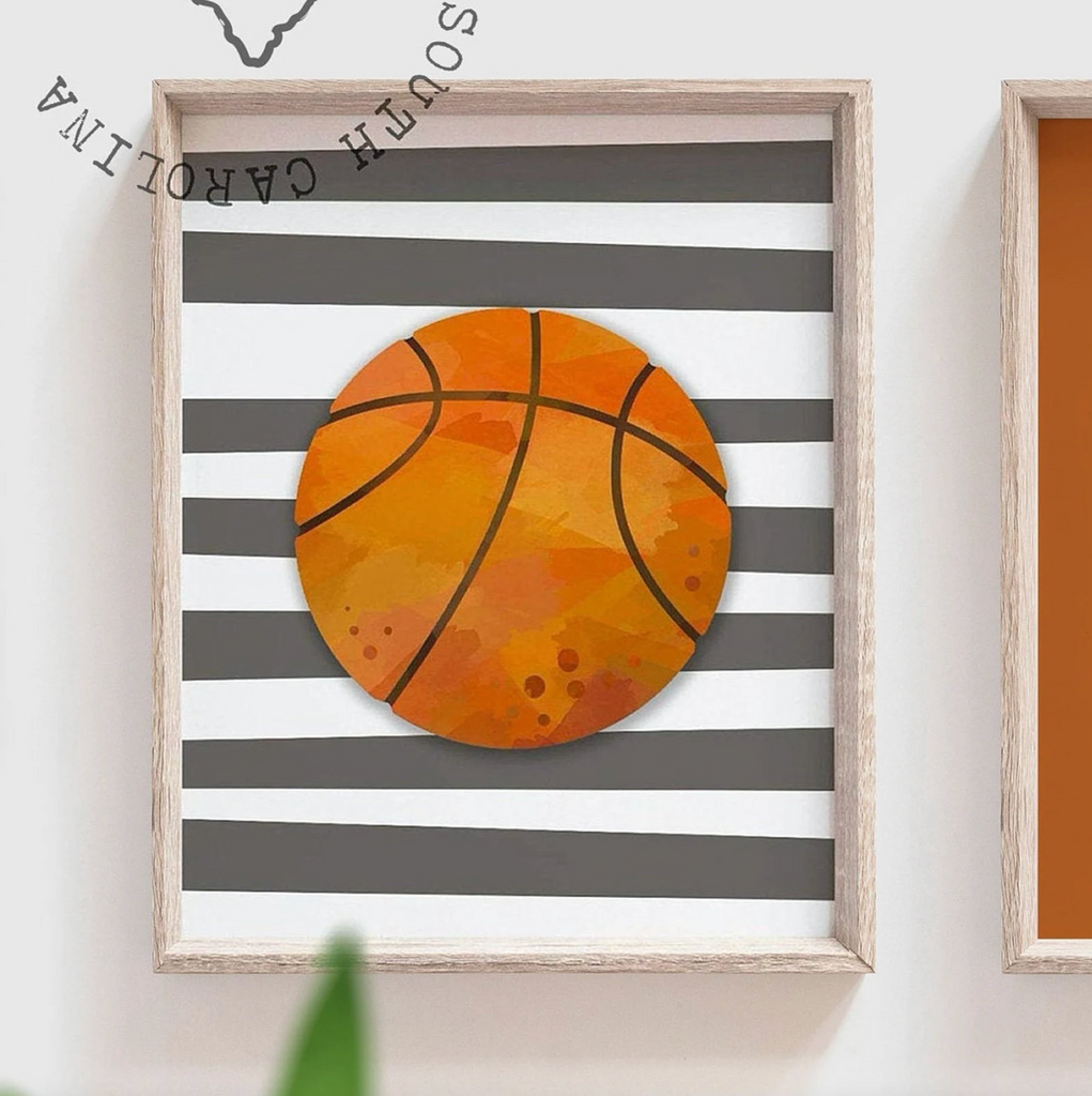 Boys room burnt orange and gray, baby boy nursery sports theme, birthday sports party gift for boy personalized, sports set boy shower gift