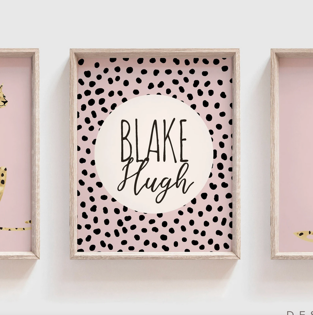 Baby cheetah print pink, dot speckle pattern nursery, modern nursery ideas girl, safari baby animal nursery pink girl, printed cheetah art