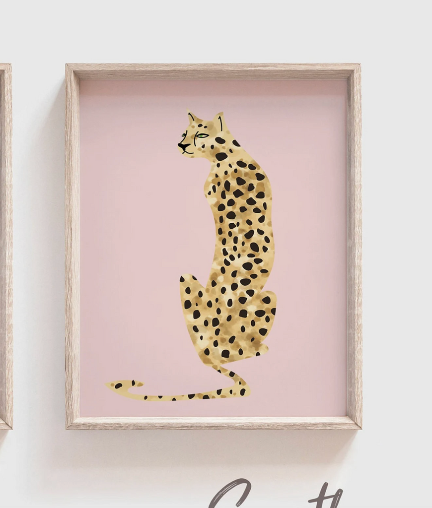 Baby cheetah print pink, dot speckle pattern nursery, modern nursery ideas girl, safari baby animal nursery pink girl, printed cheetah art