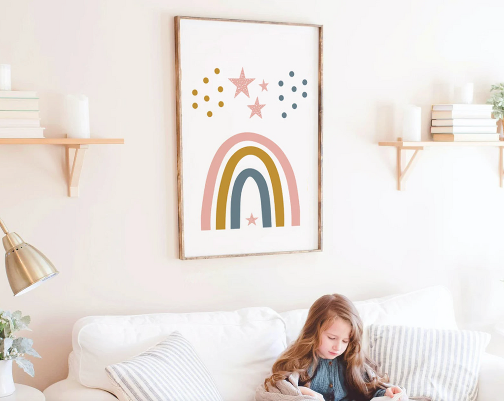 Little girl room unicorns rainbows dinosaurs ABCs, pink printable playroom art, you are magic loved strong brave inspirational positive wall