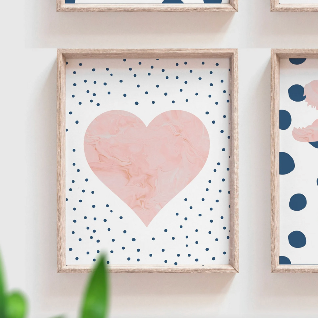 Pink dinosaur polka dots, pink and navy blue toddler girl room collection dinosaur themed, dinosaurs with hearts rainbows speckles modern