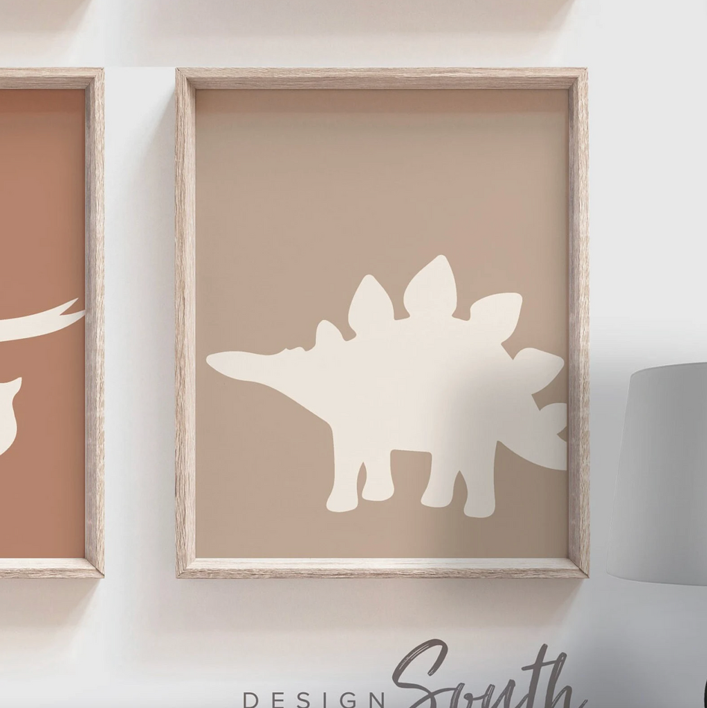 Neutral dinosaur decor earthy neutral tones, kid neutral playroom wall art, neutral boho dinosaurs for kid baby children, art gender neutral