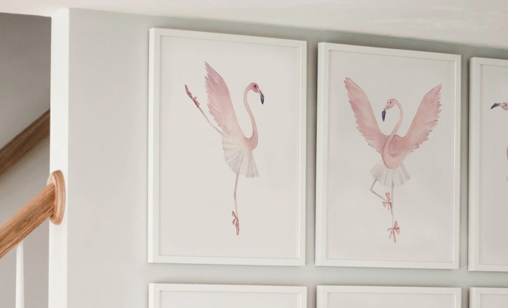 Flamingo nursery set of 3 prints, blush nursery decor, ballerina dance nursery, flamingo nursery decor, blush pink dancer art, pink ballet