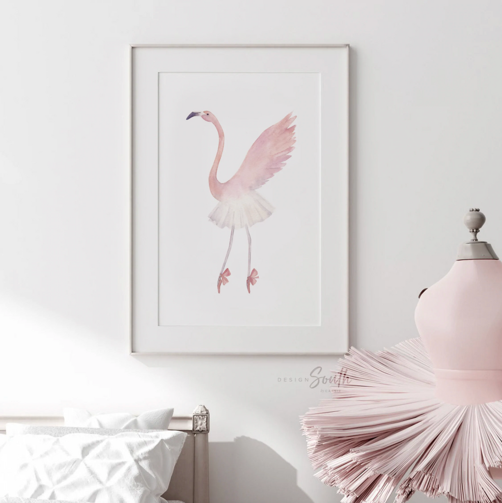 Flamingo nursery set of 3 prints, blush nursery decor, ballerina dance nursery, flamingo nursery decor, blush pink dancer art, pink ballet