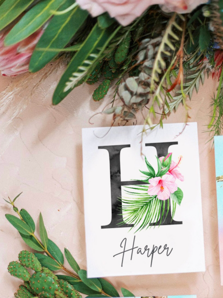 Girl pink wall nursery decor, flamingo tropical leaves nursery art, jungle theme botanical baby girl wall, coastal nursery decor, pink tropical decor