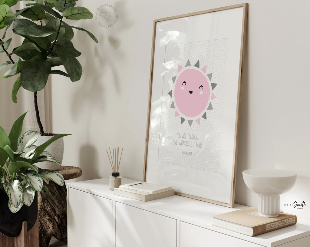 Girl pink and gray nursery, pink gray nursery name print, gray star celestial monogram for girl, moon and stars nursery, cloud star moon sun rainbow nursery decor, cloud baby decor