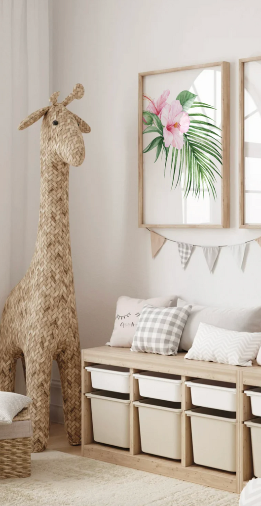 Baby girl nursery decor pink tropical flamingo floral, above crib decor, pink flamingo nursery wall art, personalized baby girl gift quote