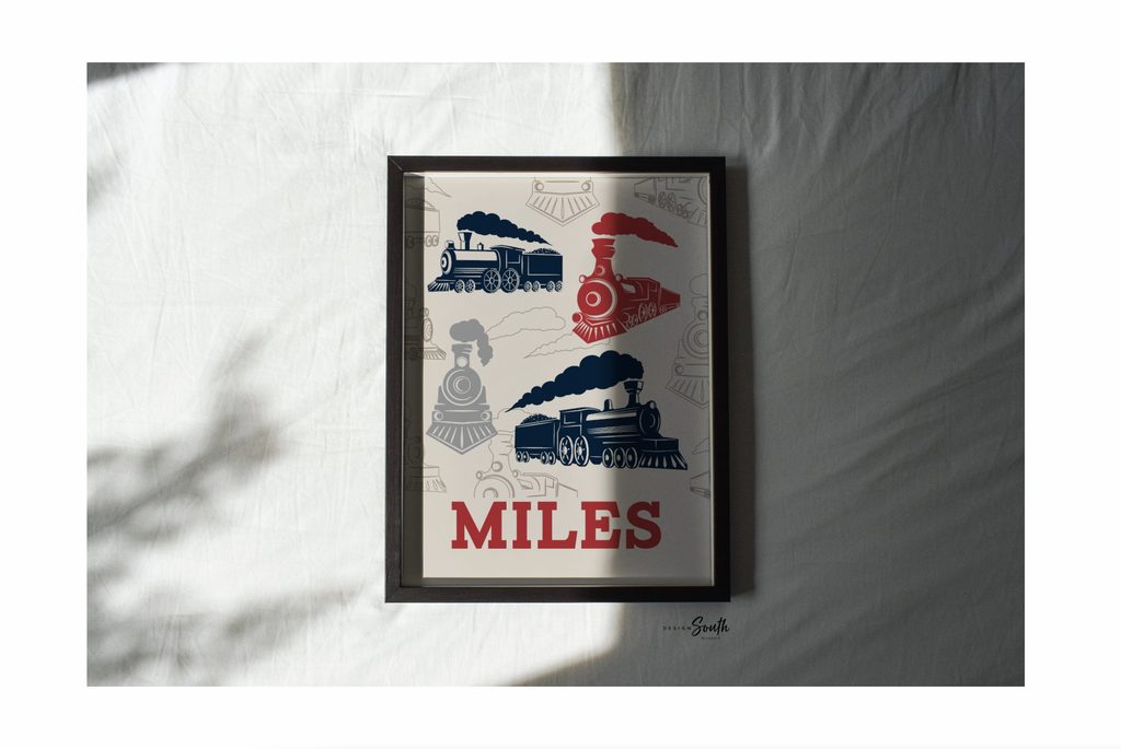 Kids trains and trucks, boys train room, boys train themed bedroom, little boys rooms, kids bedroom, train nursery, child room decorating