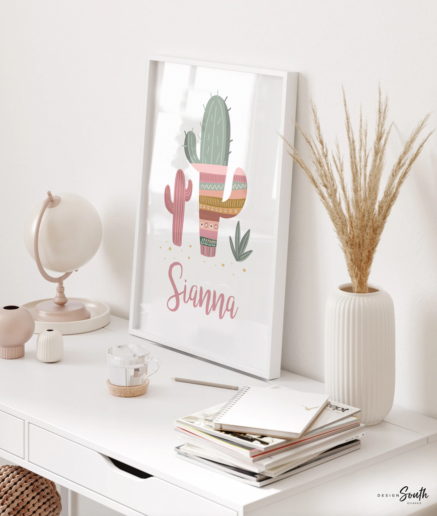 Boho baby room decor, baby girl nursery ideas mauve pink, bohemian style nursery art print set for girl, personalized gift girl boho llama