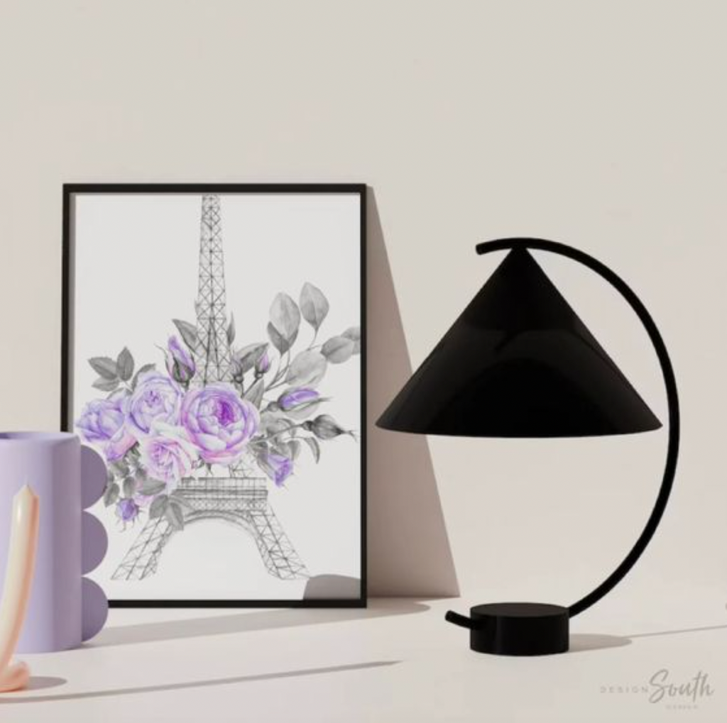 Purple paris themed girls room, purple eiffel tower parisian little girl decor, girl personalized name floral roses, elegant nursery decor