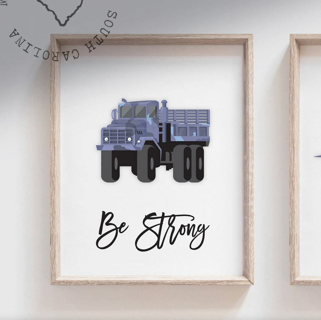 Army themed transportation vehicles boys wall art set, soldier military tank truck helicopter, boys bedroom wall art print decor army marine troop, playroom army
