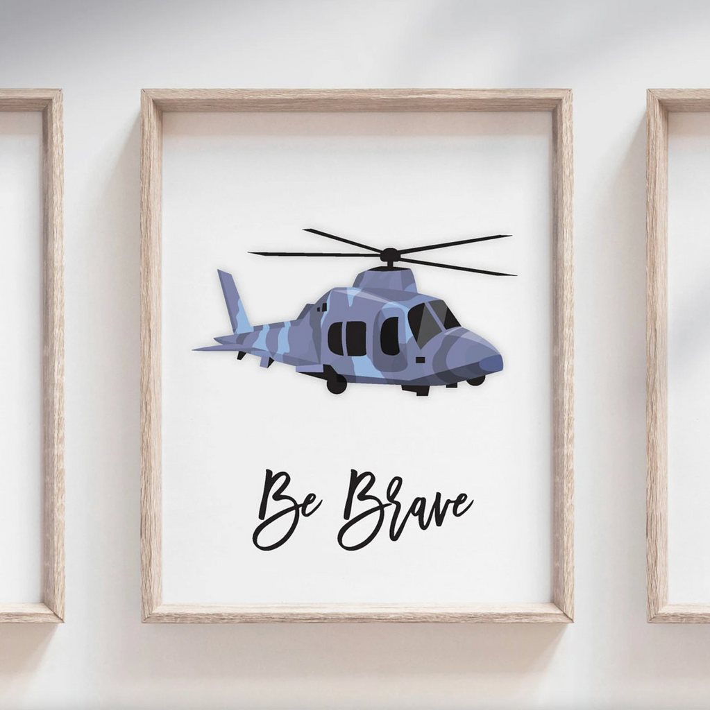 Army themed transportation vehicles boys wall art set, soldier military tank truck helicopter, boys bedroom wall art print decor army marine troop, playroom army