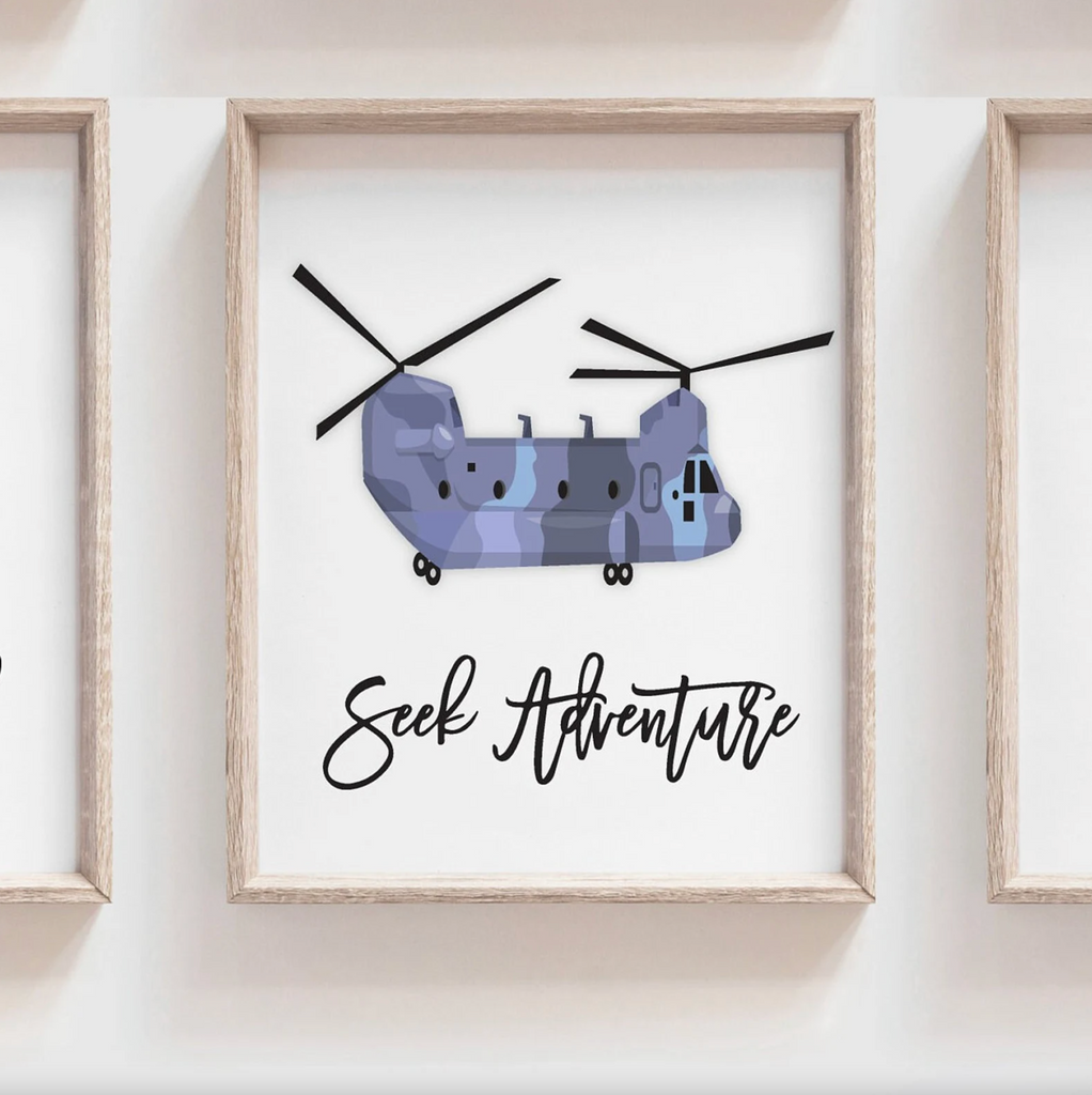 Army themed transportation vehicles boys wall art set, soldier military tank truck helicopter, boys bedroom wall art print decor army marine troop, playroom army