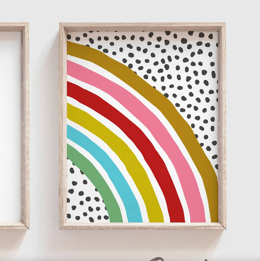 Rainbow nursery monogram art print, baby girl monogram nursery wall art, custom bedroom kid art, rainbow monogram letter, playroom wall art