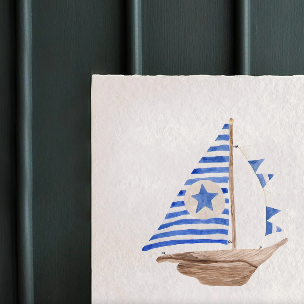 Baby nautical nursery decor, baby nautical gift, blue boy nautical room decor, compass sailboat wooden ship wheel baby room art, sailing art