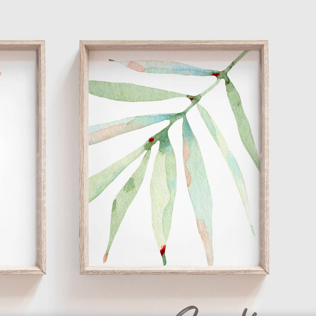 Light pink and green tropical baby, blush peach tropical nursery, beach plants pink initial baby art, newborn nature themed nursery prints