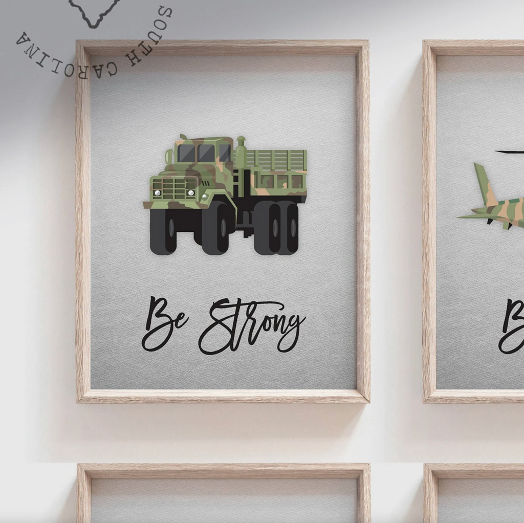 Army vehicles boys wall art set, soldier military tank truck helicopter, boys bedroom wall art print decor army marine troop, playroom army