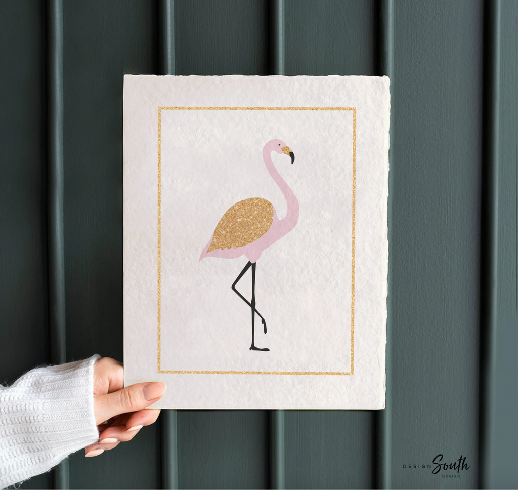 Pink flamingo girl art, flamingo gift for girl, tropical nursery theme decor, pink gold nursery art, flamingo pineapple art print set of 3