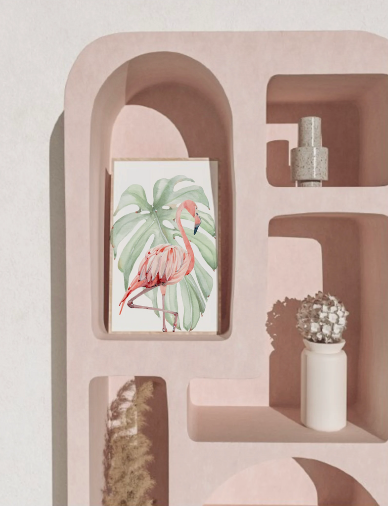 Flamingo print art set, above crib tropical wall, flamingo nursery decor, baby room decor, newborn flamingo nursery pink and green