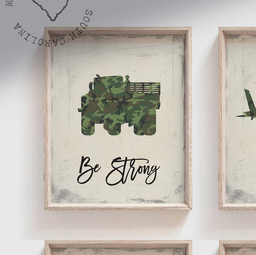 Army vehicles boys wall art set, soldier military tank truck helicopter, boys bedroom wall art print decor army marine troop, playroom army