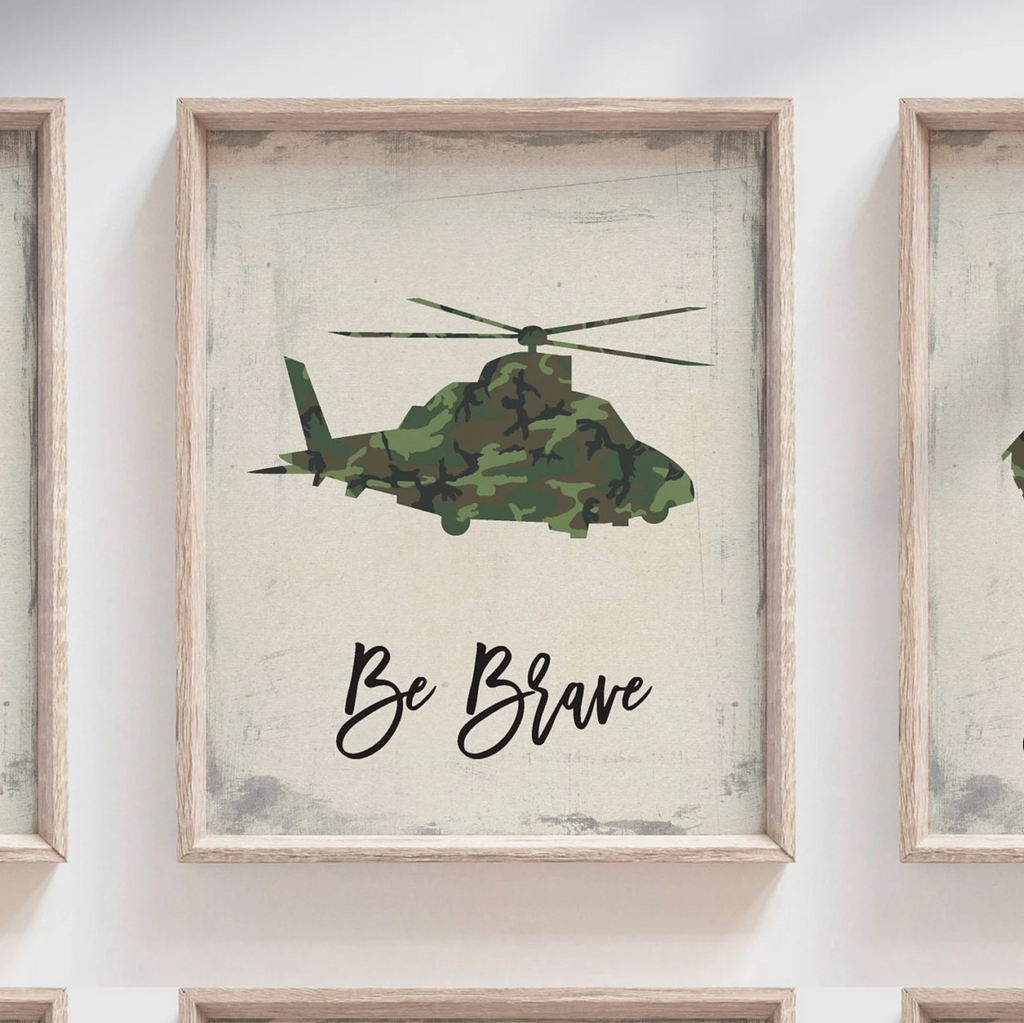 Army vehicles boys wall art set, soldier military tank truck helicopter, boys bedroom wall art print decor army marine troop, playroom army