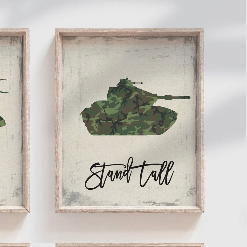 Army vehicles boys wall art set, soldier military tank truck helicopter, boys bedroom wall art print decor army marine troop, playroom army