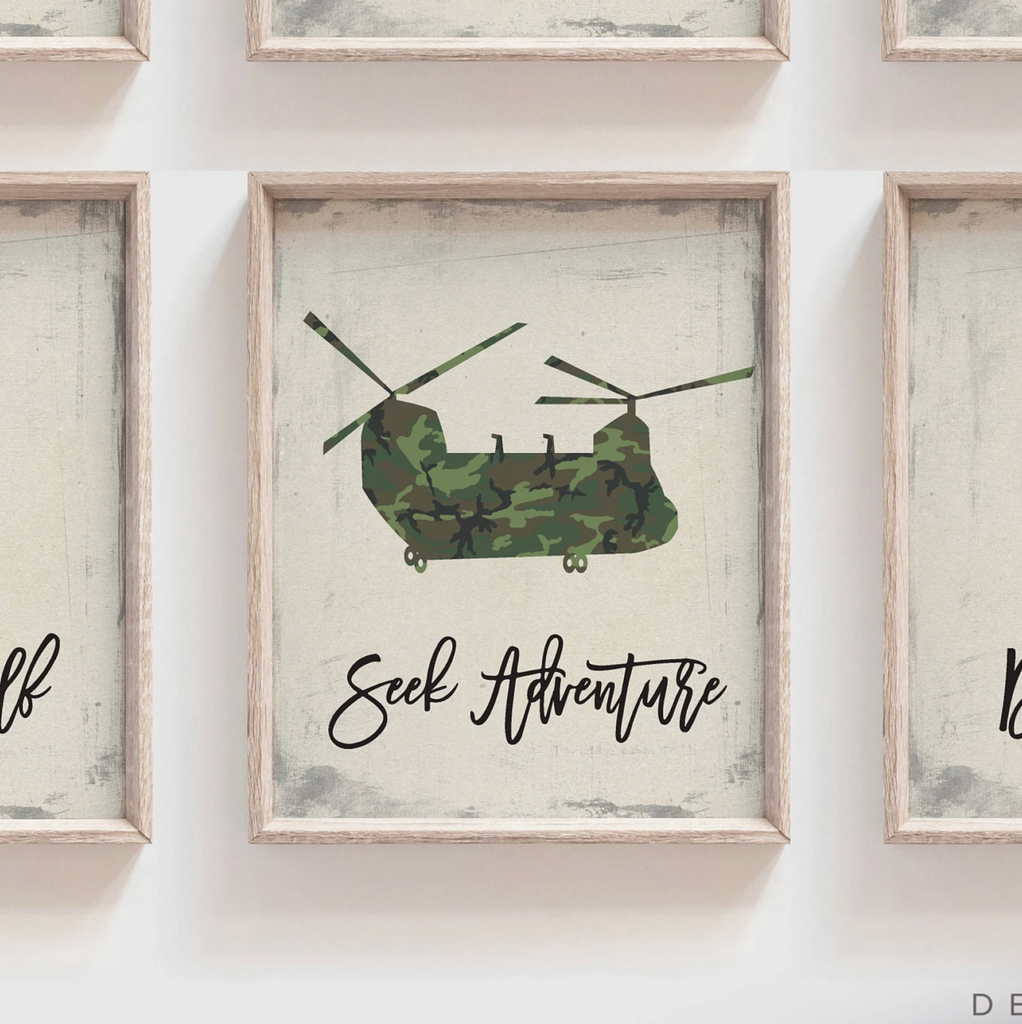 Army vehicles boys wall art set, soldier military tank truck helicopter, boys bedroom wall art print decor army marine troop, playroom army