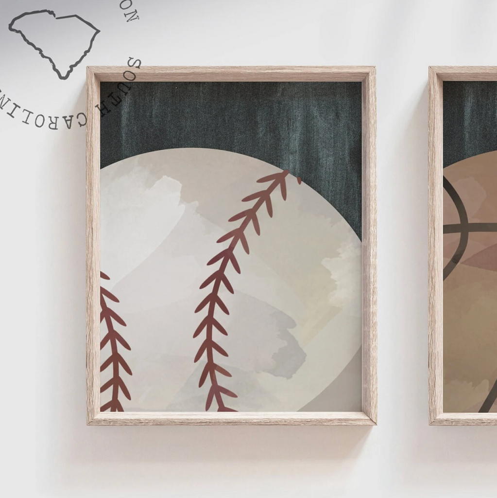 Rustic industrial kids room sports decor, modern sports nursery art set, industrial kids playroom decor, gift for boy sports theme, kid room