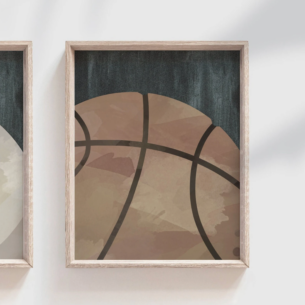 Rustic industrial kids room sports decor, modern sports nursery art set, industrial kids playroom decor, gift for boy sports theme, kid room