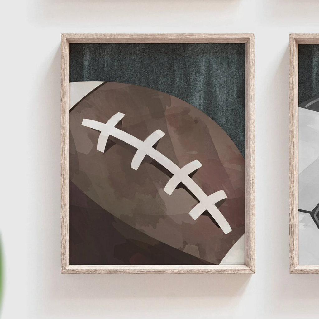 Rustic industrial kids room sports decor, modern sports nursery art set, industrial kids playroom decor, gift for boy sports theme, kid room