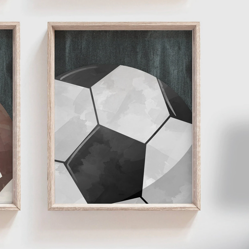 Rustic industrial kids room sports decor, modern sports nursery art set, industrial kids playroom decor, gift for boy sports theme, kid room