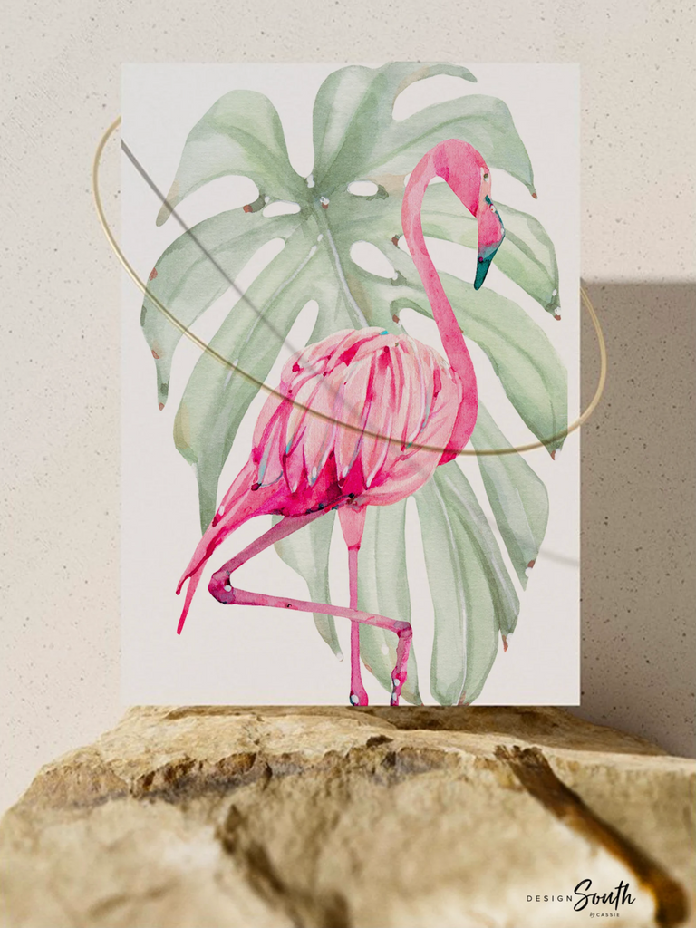 Pink green tropical print art set, above crib tropical wall, flamingo nursery decor, baby room decor, newborn flamingo nursery pink & green