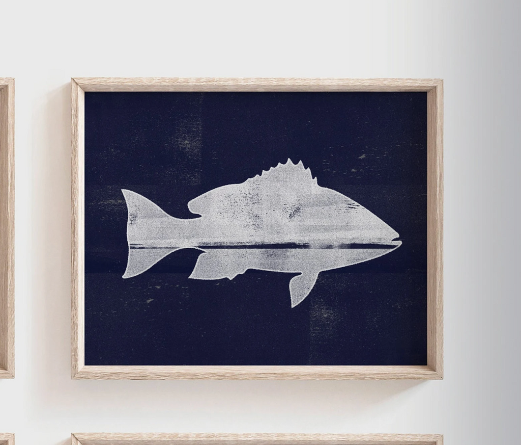 Fish navy blue gray, offshore fishing art, boys saltwater fish art, marlin nursery, boys fishing theme, fish nursery art, marlin fish decor