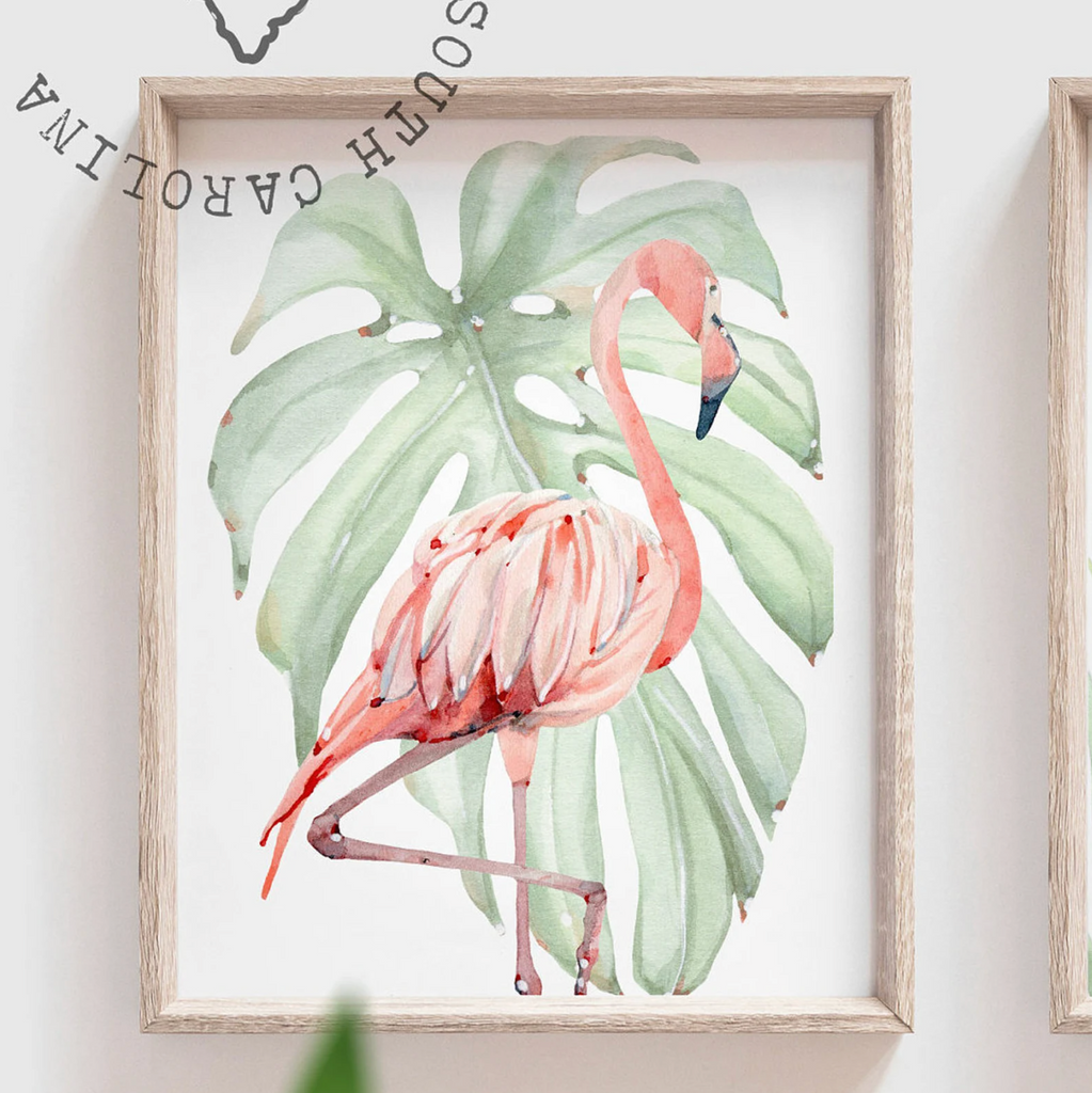 Welcome to my crib print art set, above crib tropical wall, flamingo nursery decor, baby room decor, newborn flamingo nursery pink and green