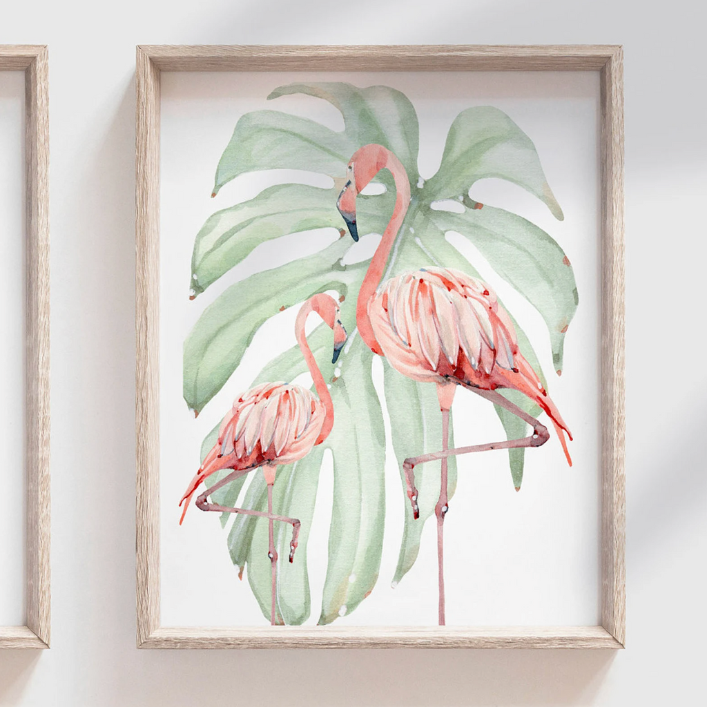 Welcome to my crib print art set, above crib tropical wall, flamingo nursery decor, baby room decor, newborn flamingo nursery pink and green