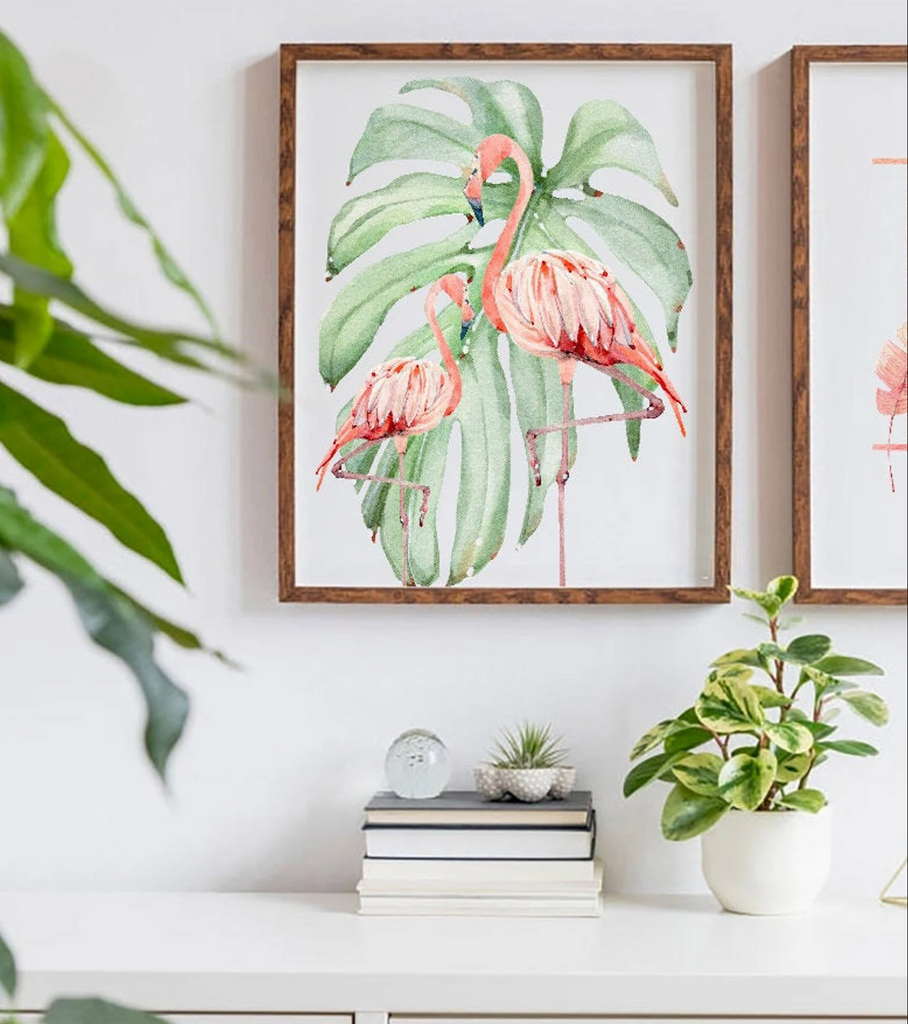 Welcome to my crib print art set, above crib tropical wall, flamingo nursery decor, baby room decor, newborn flamingo nursery pink and green