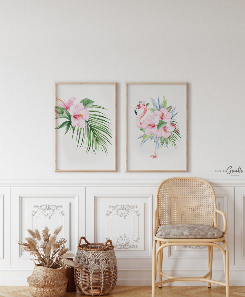 Baby girl nursery decor pink tropical flamingo floral, above crib decor, pink flamingo nursery wall art, personalized baby girl gift quote