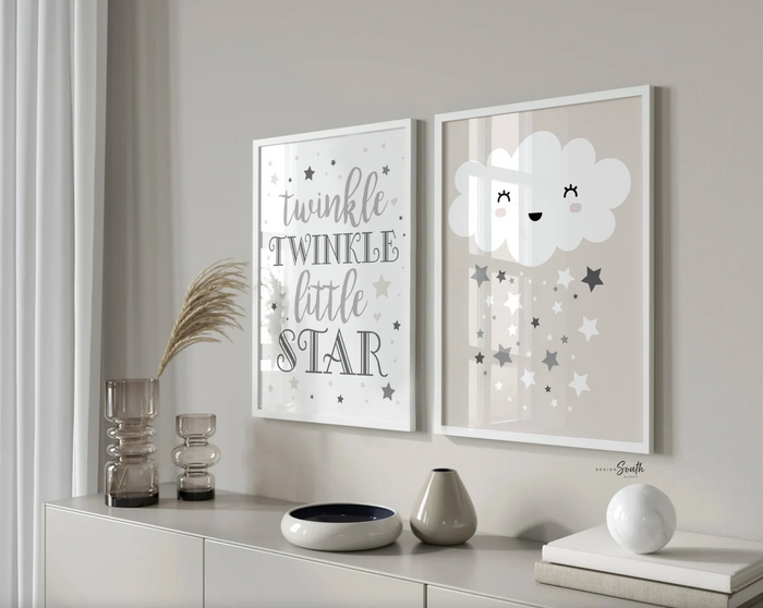 Unisex nursery theme ideas, customized name wall art print, neutral baby shower gift, gender neutral monogram, nursery decorating ideas gray