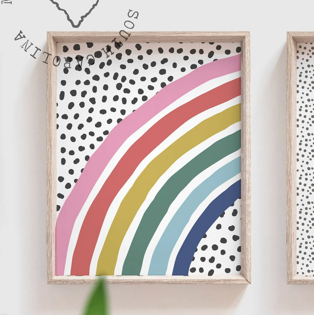 Girl's initial and name with rainbow nursery monogram art print, baby girl monogram nursery wall art, custom bedroom kid art, rainbow monogram letter, playroom wall art