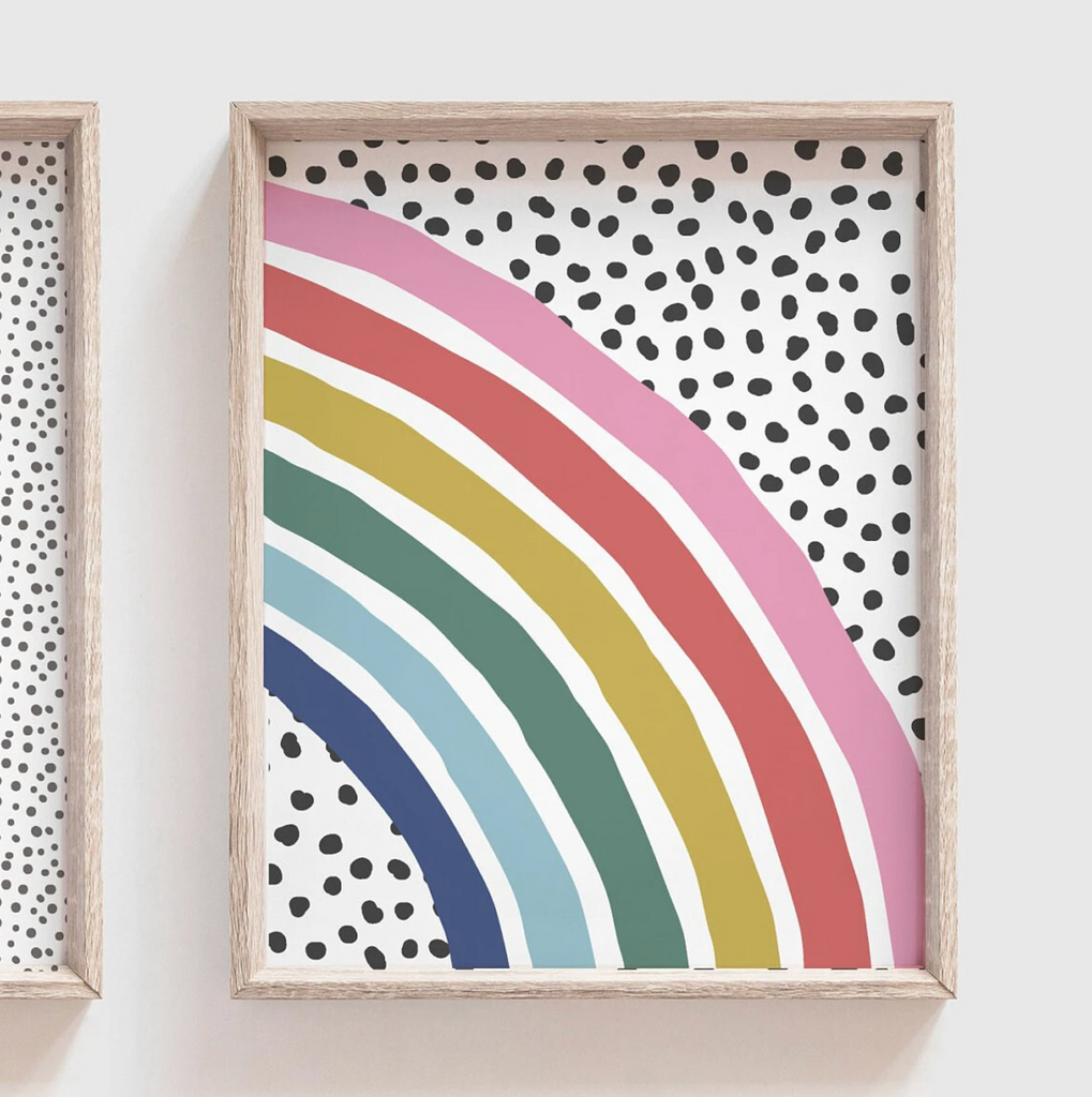 Girl's initial and name with rainbow nursery monogram art print, baby girl monogram nursery wall art, custom bedroom kid art, rainbow monogram letter, playroom wall art