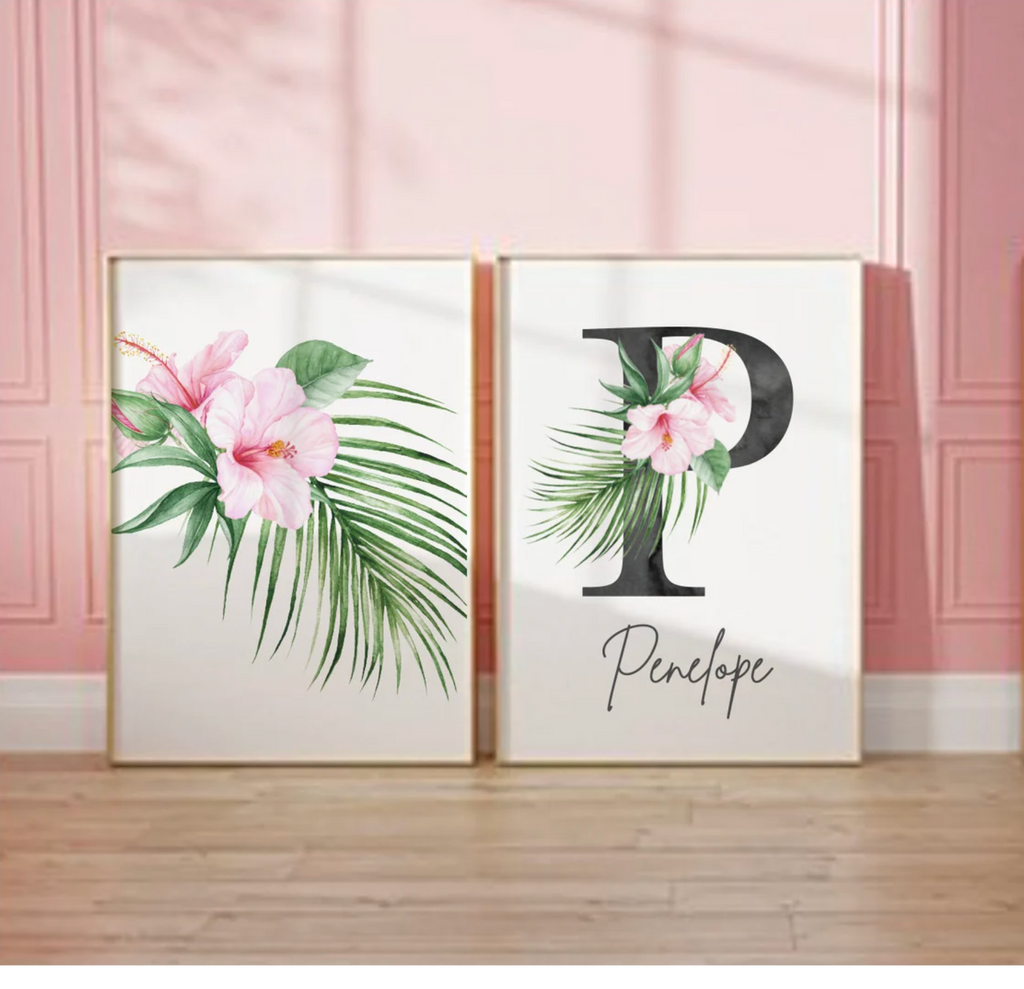 Sloth decor, tropical baby shower, sloth wall art prints for baby girl, sloth birthday party gift, sloth decorations, tropical room wall art