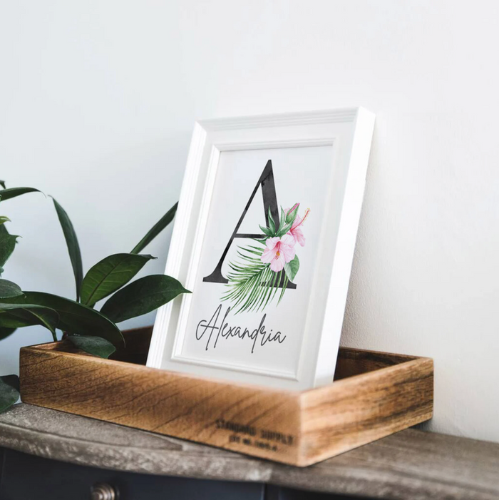 Tropical leaves girl's room wall art, sloth girl nursery decor, tropical hawaiian theme room, tropical baby shower gift girl personalized