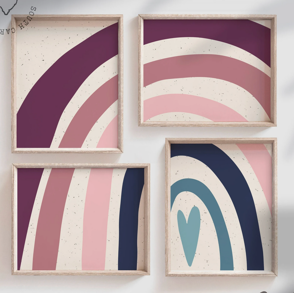 Mauve navy blue nursery, wall art for baby room violet tones, navy and plum bedroom, nursery decor dusty purples, baby nursery ideas mauve