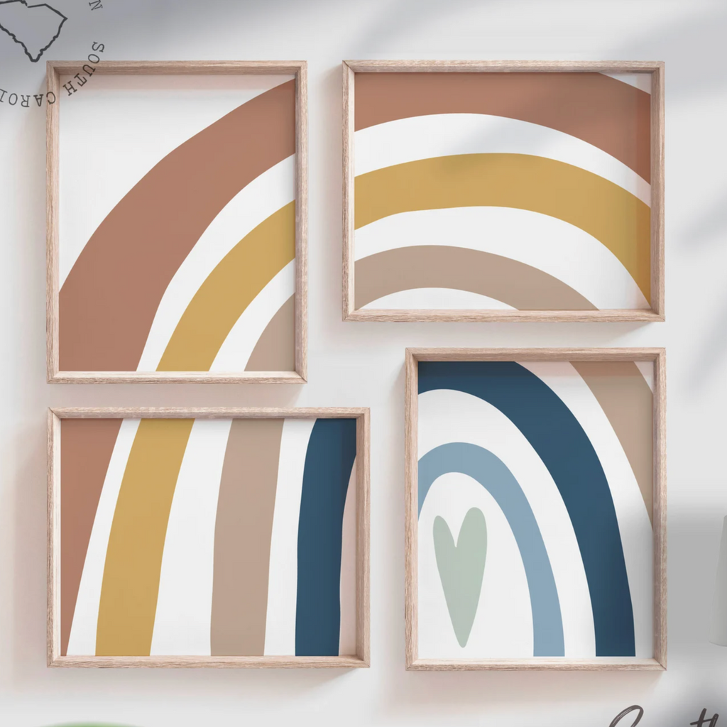 neutral nursery decor Earthy neutral tone nursery baby newborn wall art, kids neutral playroom wall art, neutral boho rainbow for kids baby children, art gender neutral